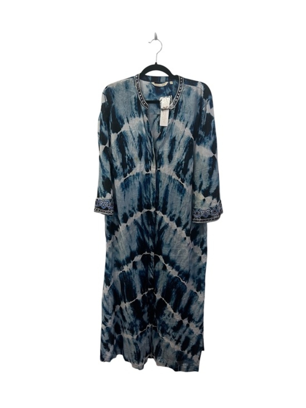 Soft Surroundings NWT Sea Sprite Blue Shibori Tie-Dye Long Caftan Robe